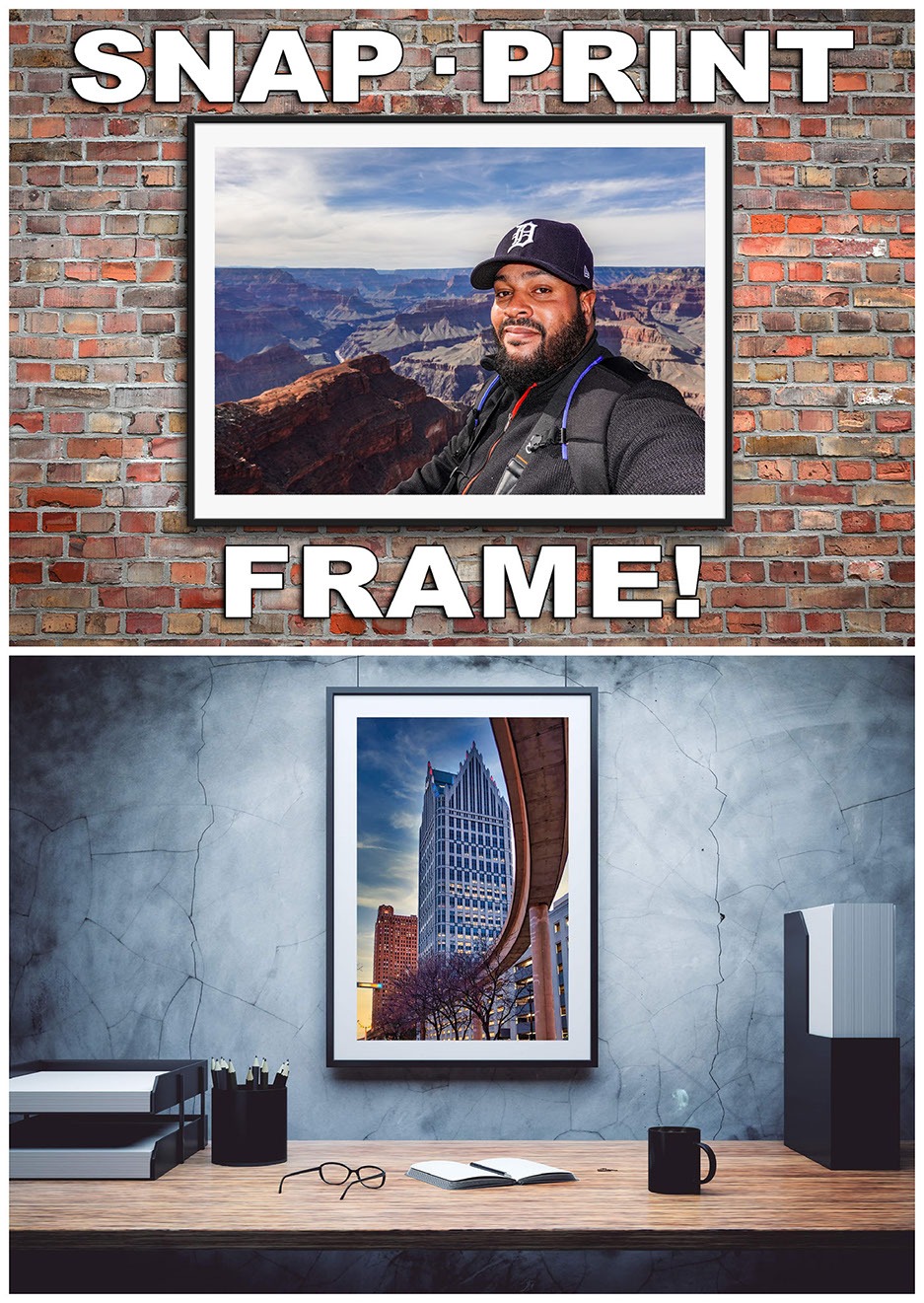 Snap print frame